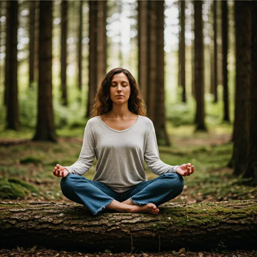 Serene person practicing meditation in nature