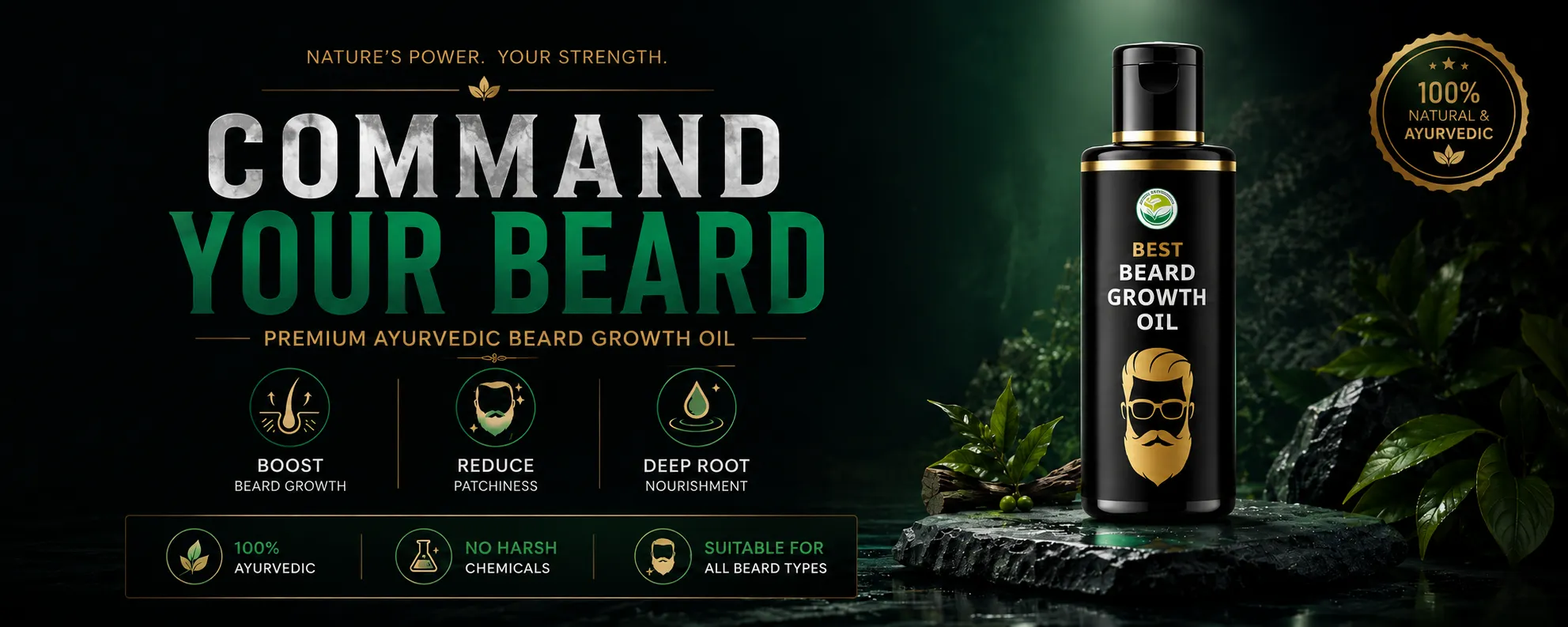 Premium Ayurvedic Beard Growth Oil for Stronger, Fuller Beard