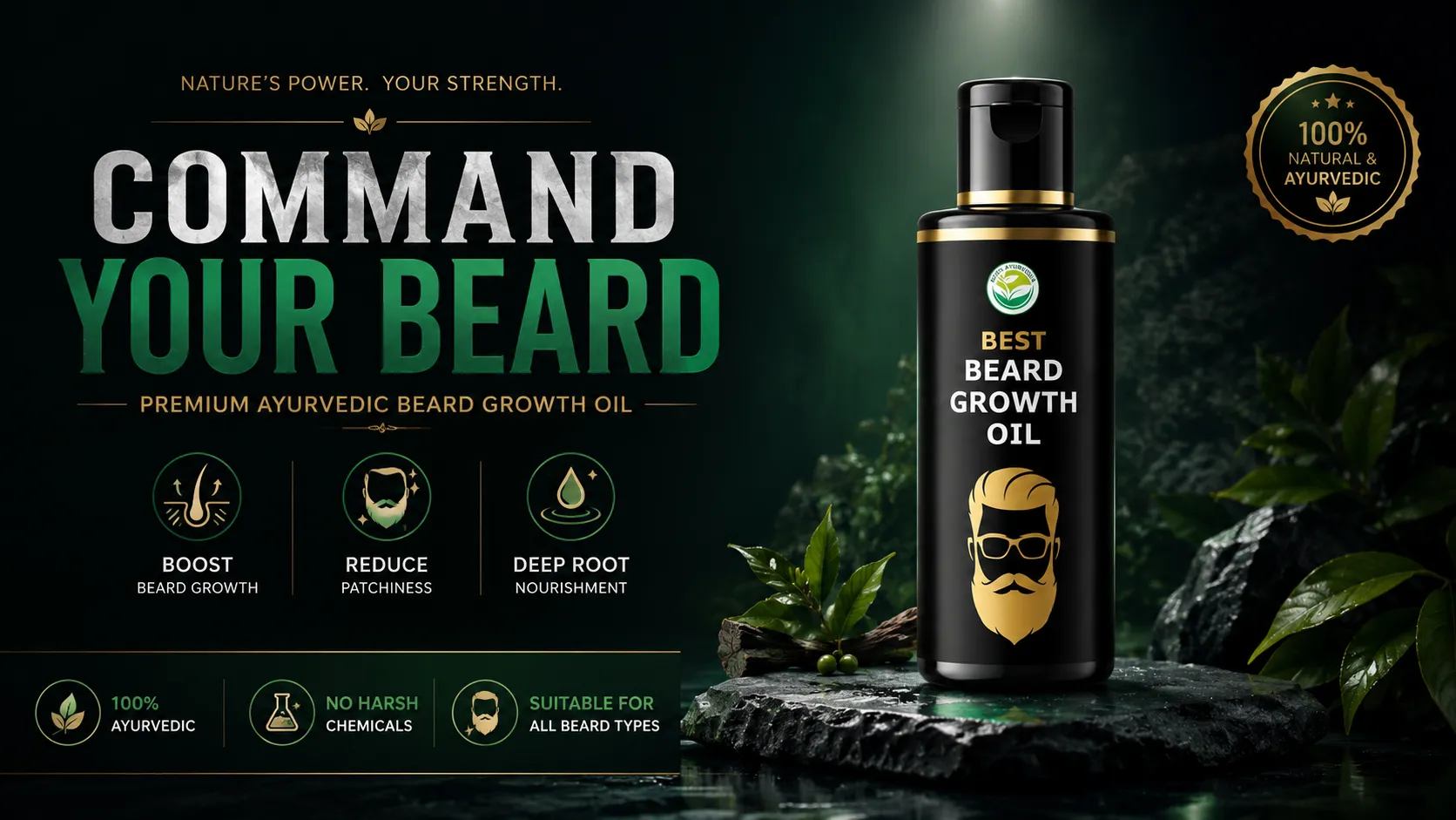 Premium Ayurvedic Beard Growth Oil for Stronger, Fuller Beard