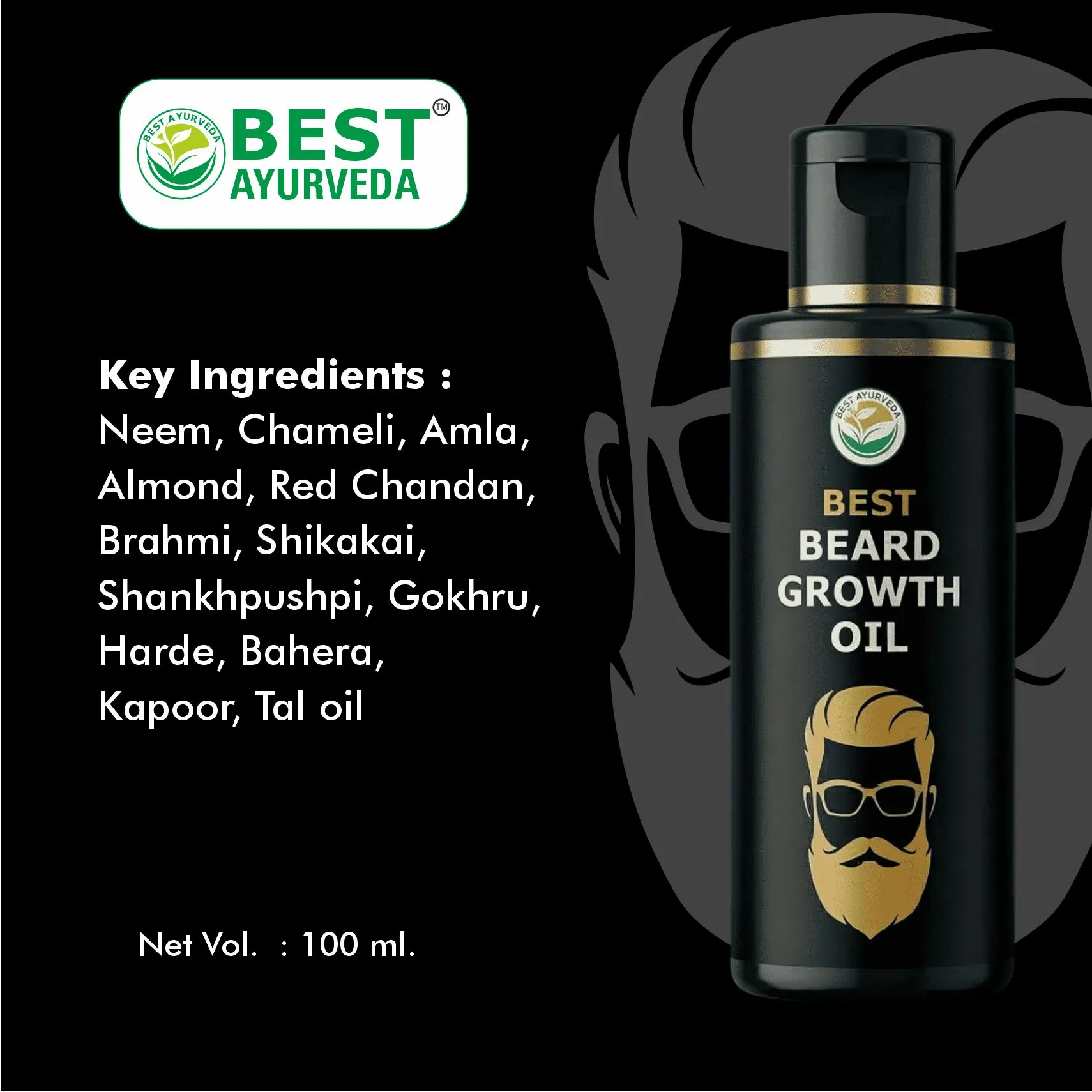 Best Beard Growth Oil - 100ml thumbnail 4 - Best Ayurveda