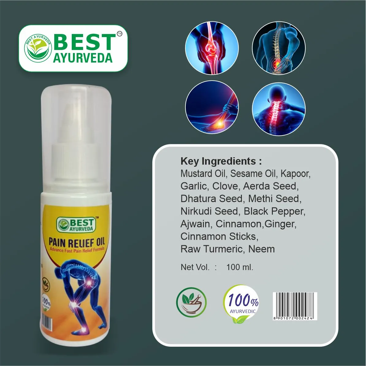 Best Pain Relief Oil - 100ml thumbnail 7 - Best Ayurveda