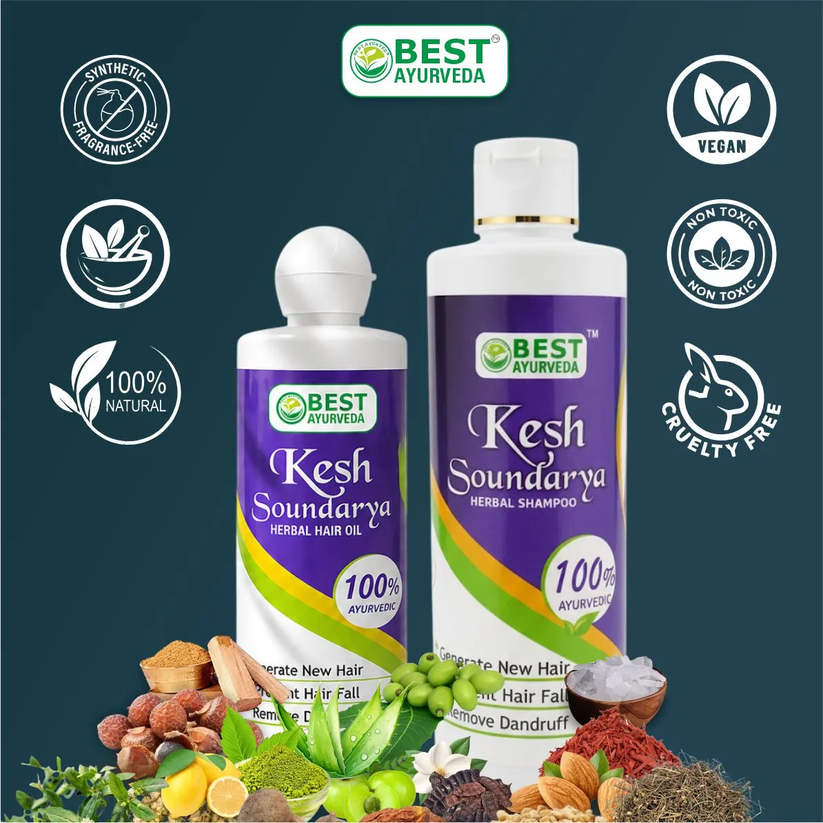 Keshsoundarya Herbal Hair Oil 100ml & Herbal Shampoo 250ml thumbnail 3 - Best Ayurveda