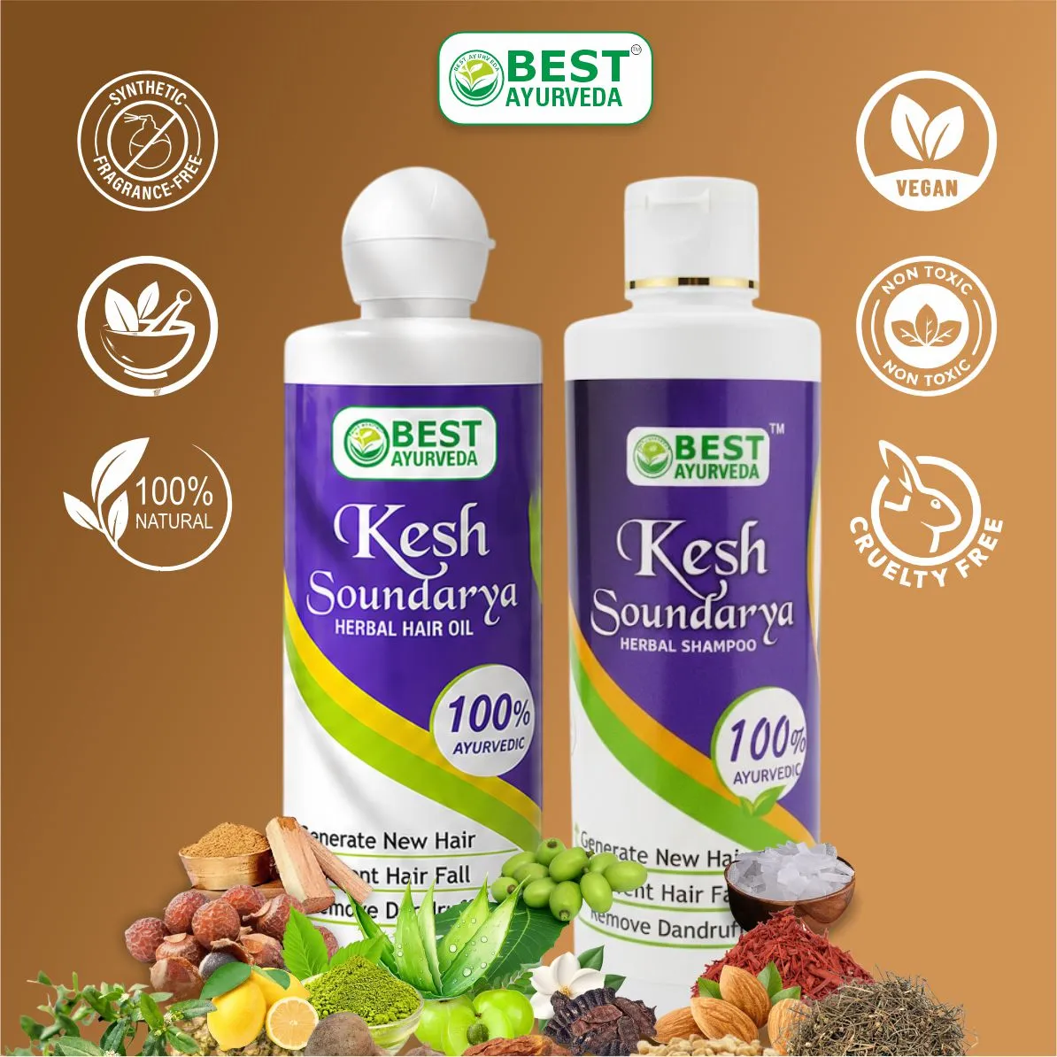 Keshsoundarya Herbal Hair Oil 250ml & Herbal Shampoo 250ml thumbnail 3 - Best Ayurveda